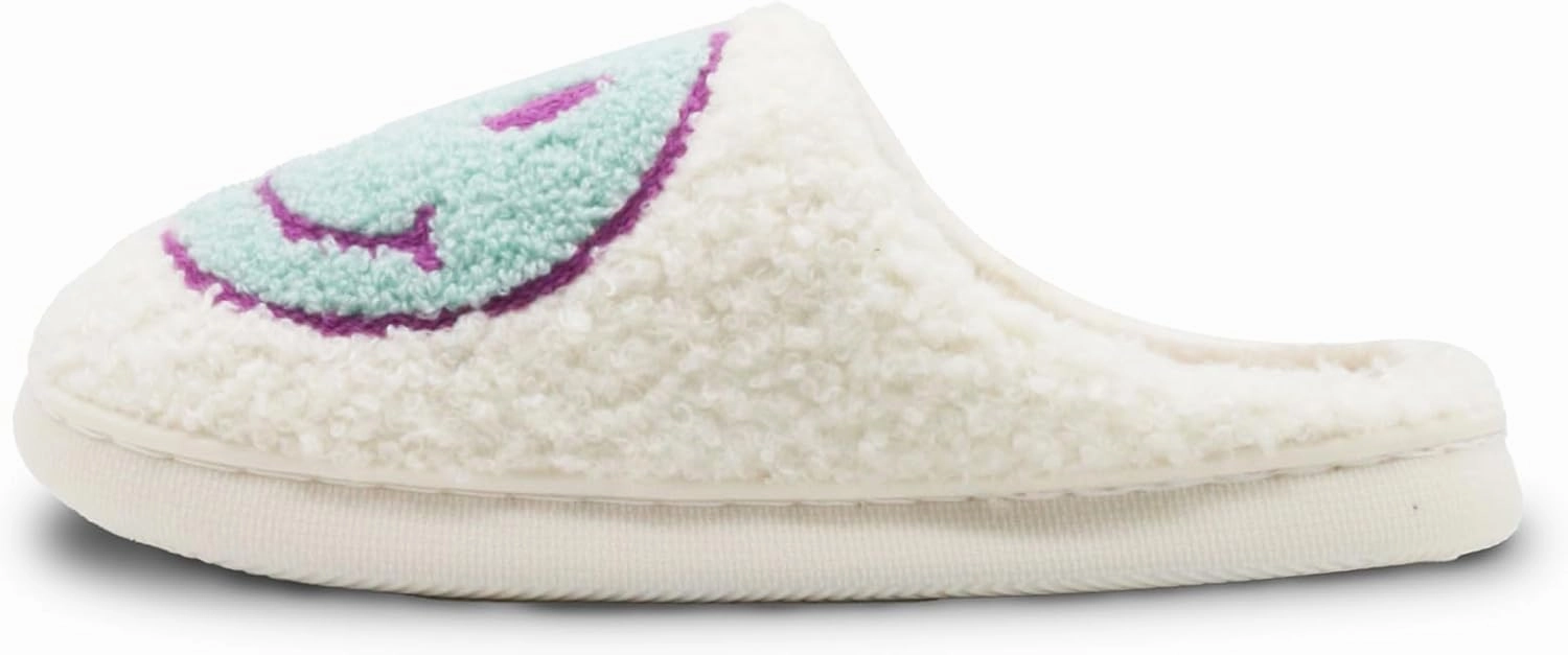 Retro Fuzzy Face Slippers for Women Men, Lightweight Slip-on Soft Fluffy Warm Couple Style Casual Cute Cozy Indoor Outdoor House Memory Foam Happy Face Slippers