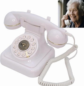 Retro Landline Telephone, Classic Corded Desk Phone, Vintage Old Fashioned Dial Button Phone with Redial Function for Home Office