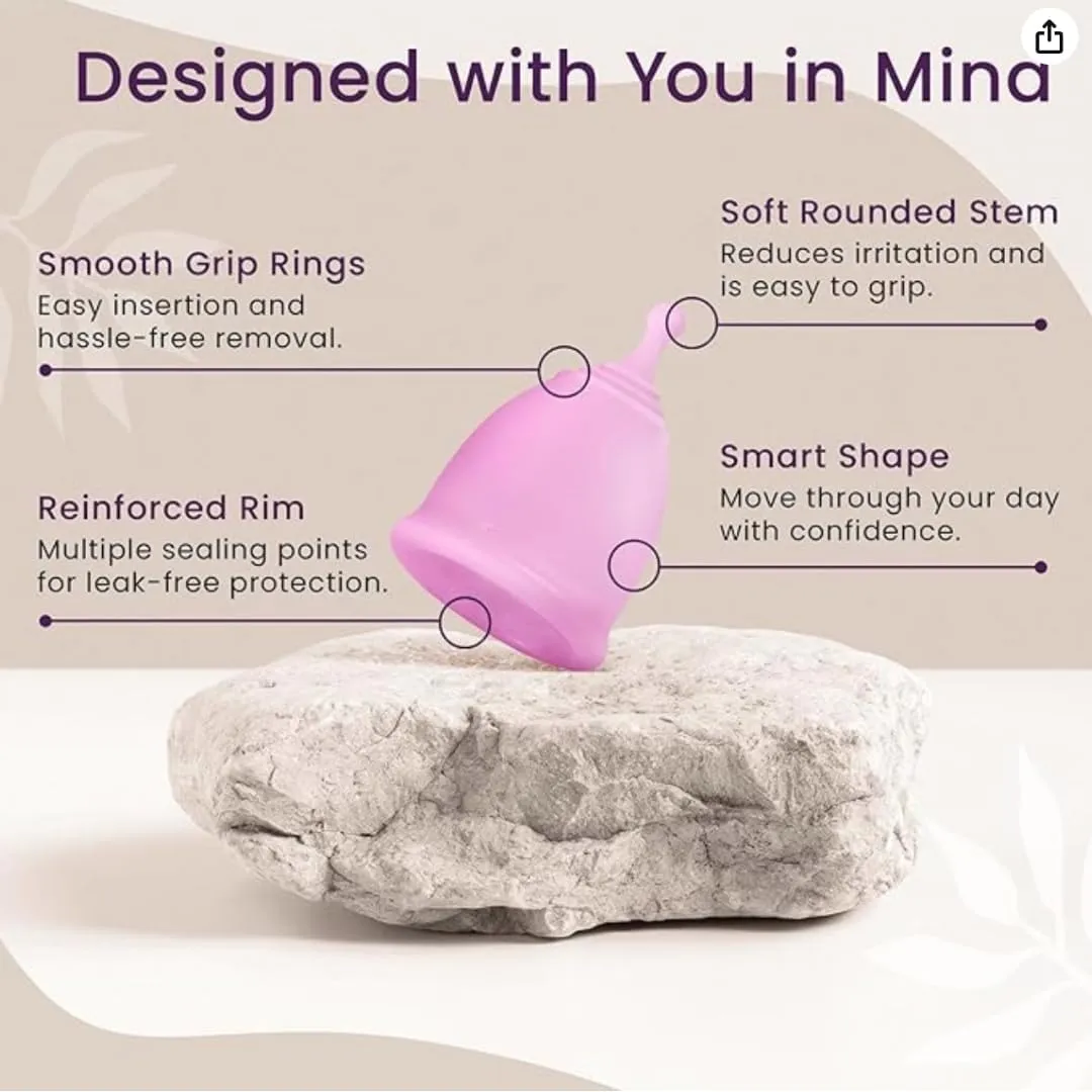 Reusable Menstrual Cup Set - The Most Reliable Medical Grade Silicone Period Cups - Comfortably use for 12 Hours (Small & Large)