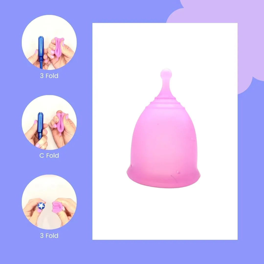 Reusable Menstrual Cup Set - The Most Reliable Medical Grade Silicone Period Cups - Comfortably use for 12 Hours (Small & Large)