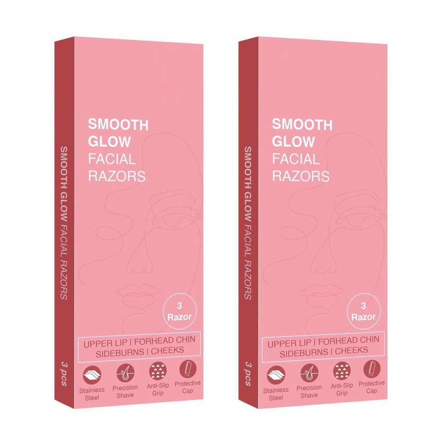 Reusable Face Razor for Women Facial Hair- 6 Razors | Instant & Painless Hair Removal | For Eyebrows, Upper Lip, Forehead, Peach Fuzz, Chin and Sideburns (Pack of 2)