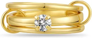 Rings for Women Non Tarnish Gold - Cubic Zirconia Stackable Engagement Rings Set for Women - Dainty Solitaire Promise Rings for Her Everyday Wear Statement Multi Interlocked Ring