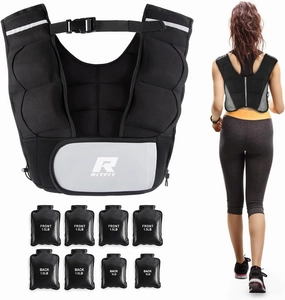 RitFit Weighted Vest 8 10 20 Lbs for Men & Women with Adjustable Straps and Reflective Strips, Body Weight Vest for Strength Training and Muscle Building, Neoprene Fabric
