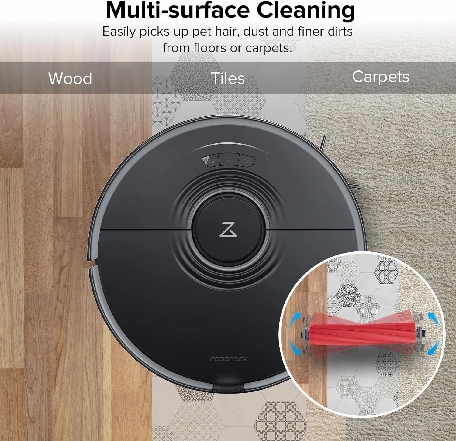 roborock Rubber Main Brush Replacement Q Revo Series, S7 Max Ultra, QV 35A, Q7 Series Robot Vacuum