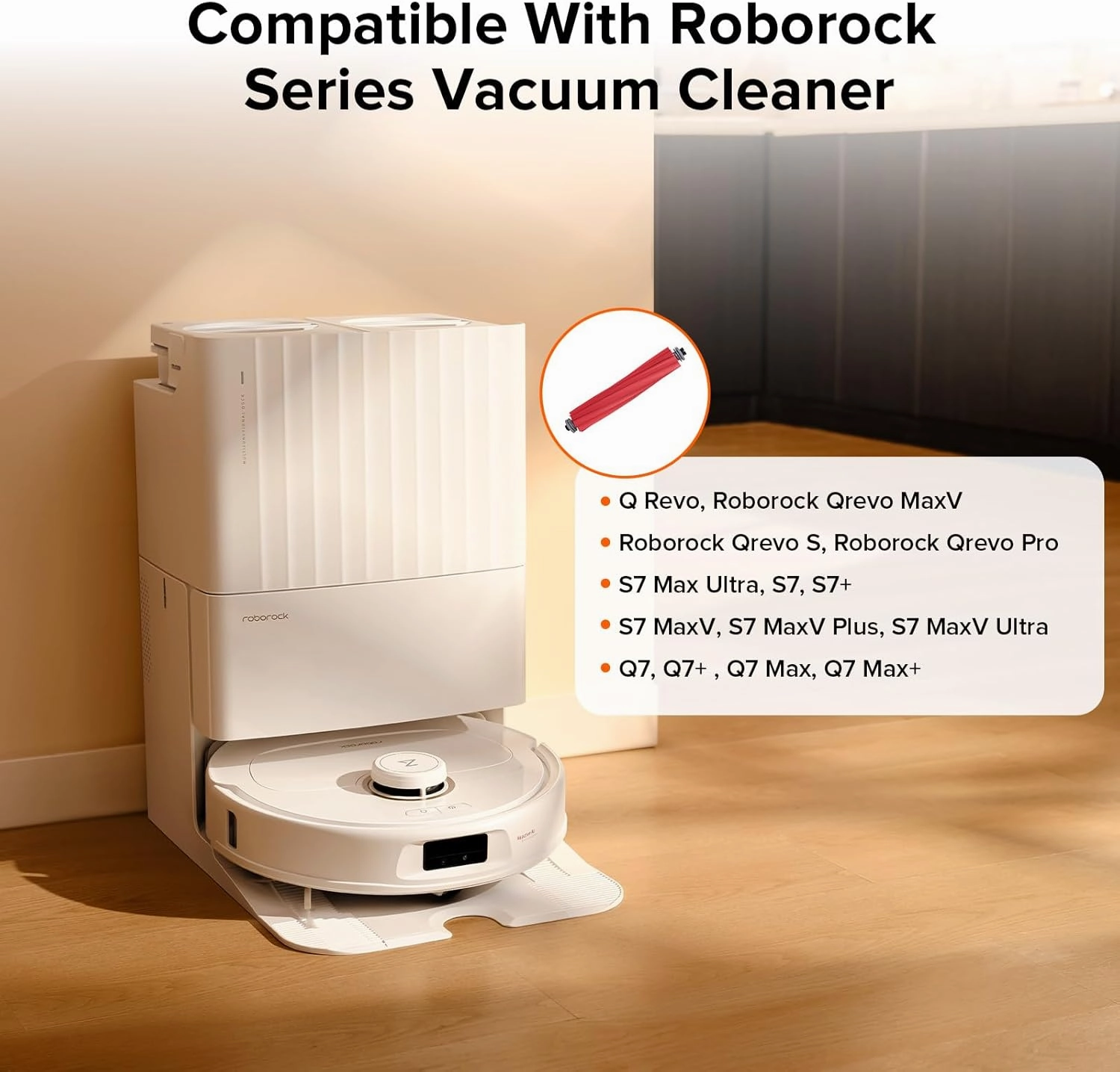 roborock Rubber Main Brush Replacement Q Revo Series, S7 Max Ultra, QV 35A, Q7 Series Robot Vacuum