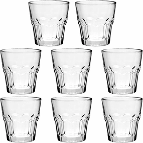 Rock Bar Stackable Beverage Glasses – Set Of 8 Dishwasher Safe Drinking Glasses For Soda, Juice, Milk, Coke, Beer, Spirits – 5oz Durable Tempered Glass Water Tumblers For Daily Use