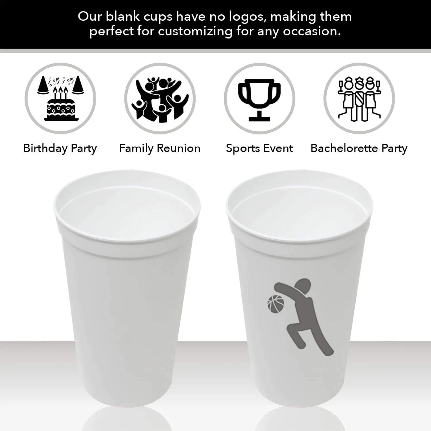 Rolling Sands Stadium Cups, 22oz Reusable Plastic, 10 Pack, Navy Blue, with Lids & Straws, Made in USA, BPA Free, Dishwasher Safe