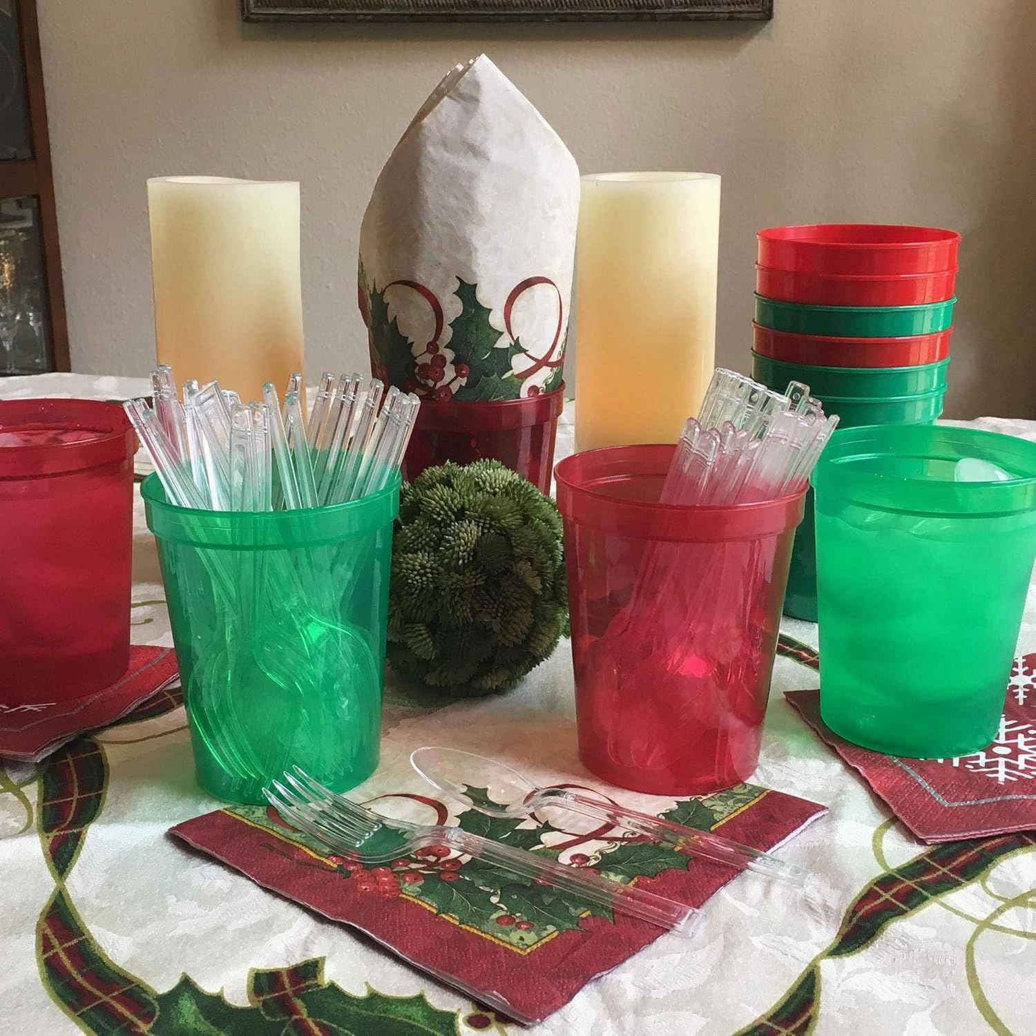 Rolling Sands 16 Oz Reusable Plastic Stadium Cups, Bulk 50 Pk, USA Made, BPA-Free Dishwasher Safe Plastic Tumblers, Teal