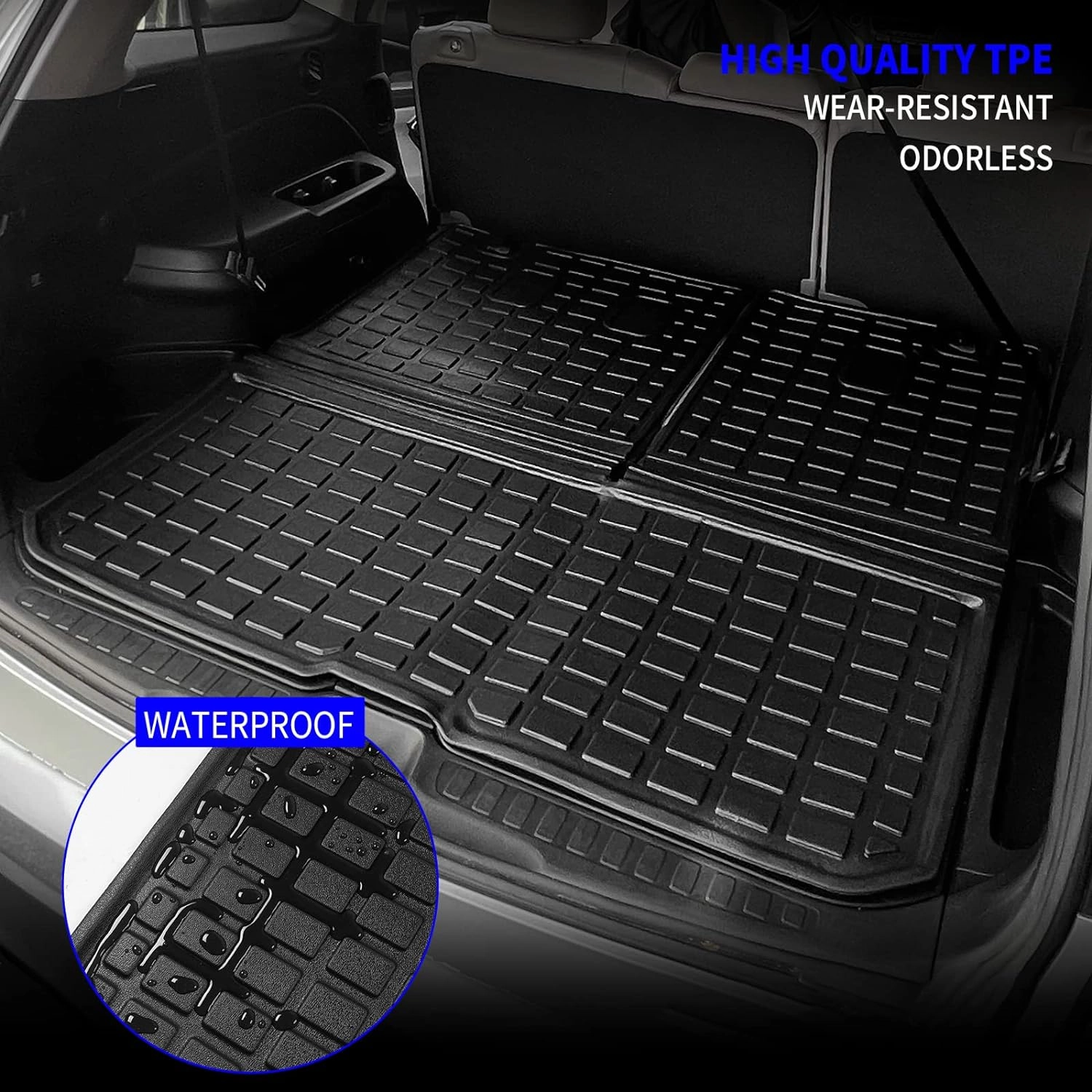 Rongtaod Cargo Mat Compatible with 2016-2025 Honda Pilot Cargo Mat Cargo Liner Trunk Mat TPE Back Seat Cover Protector 2024 Pilot Accessories (Trunk Mat with Backrest Mat)
