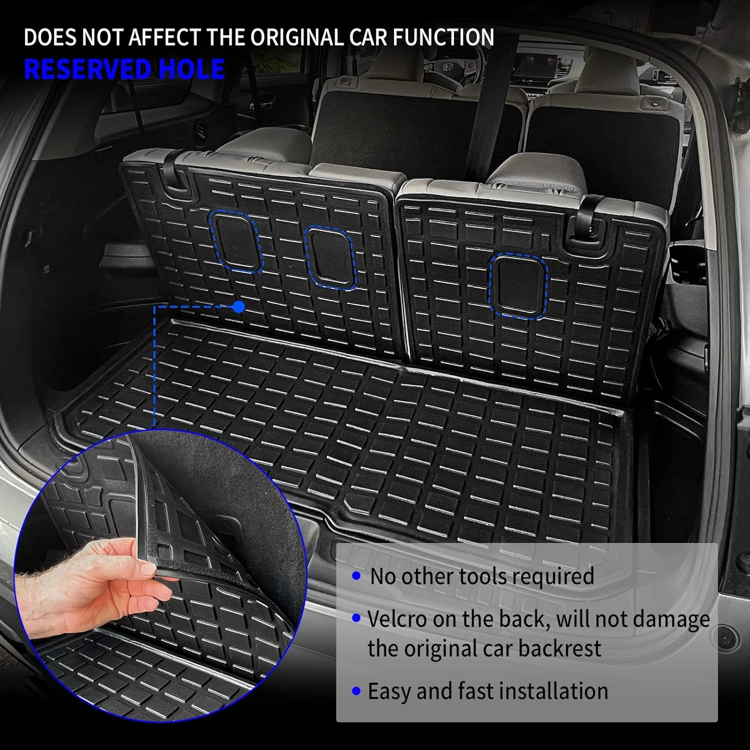 Rongtaod Cargo Mat Compatible with 2016-2025 Honda Pilot Cargo Mat Cargo Liner Trunk Mat TPE Back Seat Cover Protector 2024 Pilot Accessories (Trunk Mat with Backrest Mat)