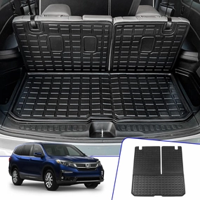 Rongtaod Cargo Mat Compatible with 2016-2025 Honda Pilot Cargo Mat Cargo Liner Trunk Mat TPE Back Seat Cover Protector 2024 Pilot Accessories (Trunk Mat with Backrest Mat)