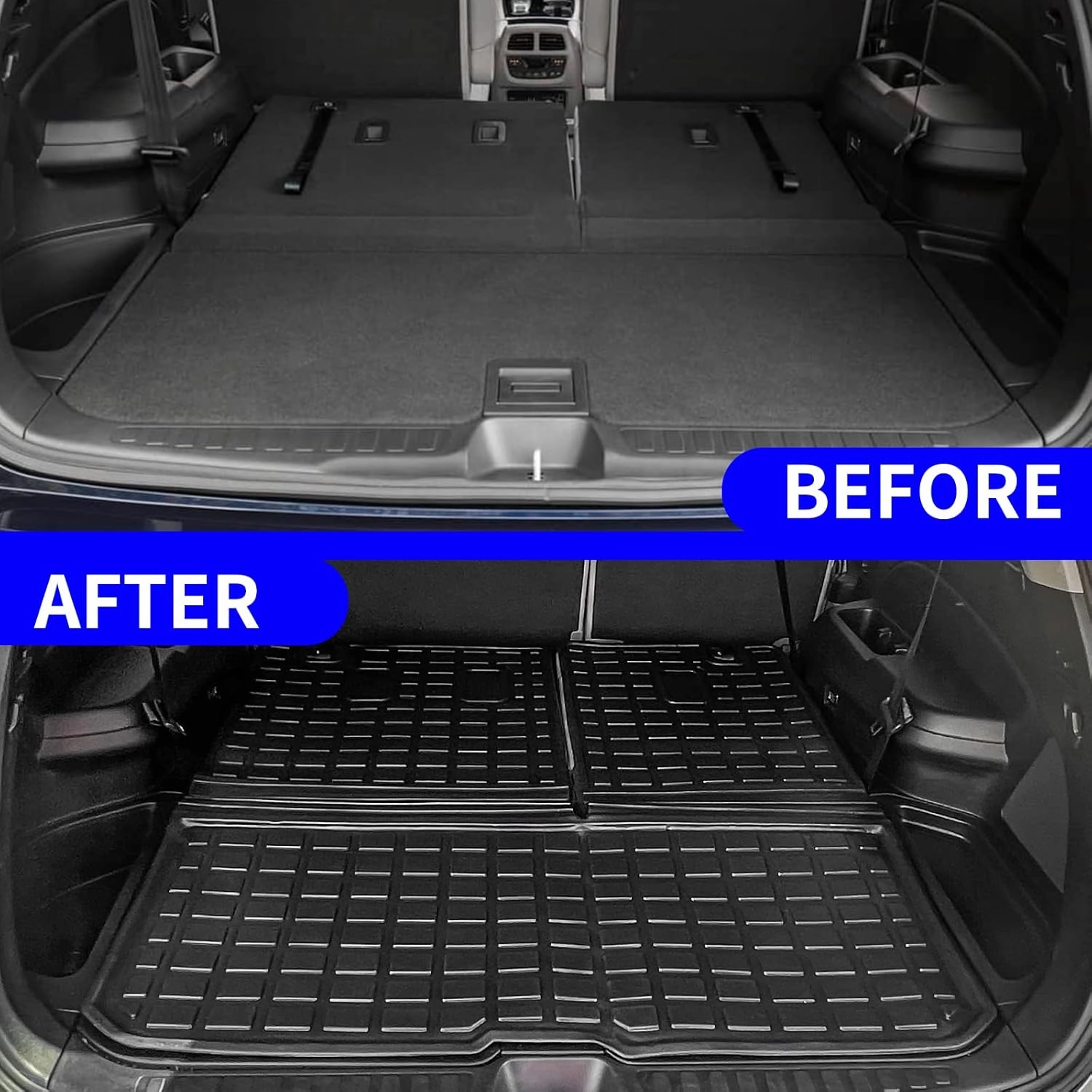 Rongtaod Cargo Mat Compatible with 2016-2025 Honda Pilot Cargo Mat Cargo Liner Trunk Mat TPE Back Seat Cover Protector 2024 Pilot Accessories (Trunk Mat with Backrest Mat)