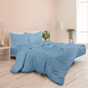 ROYALE Lake Blue Duvet Cover Full Size - 3 Piece Bedding Comforter Covers - Button Closure - 1 Full Duvet Covers 80x90 inches and 2 Pillow Shams - No Comforter Included