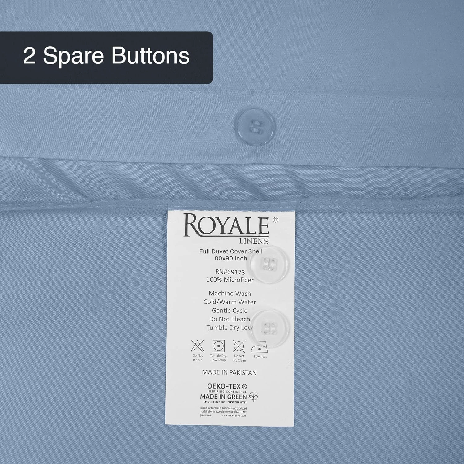 ROYALE Lake Blue Duvet Cover Full Size - 3 Piece Bedding Comforter Covers - Button Closure - 1 Full Duvet Covers 80x90 inches and 2 Pillow Shams - No Comforter Included