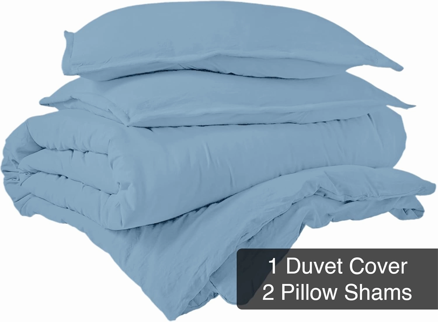 ROYALE Lake Blue Duvet Cover Full Size - 3 Piece Bedding Comforter Covers - Button Closure - 1 Full Duvet Covers 80x90 inches and 2 Pillow Shams - No Comforter Included