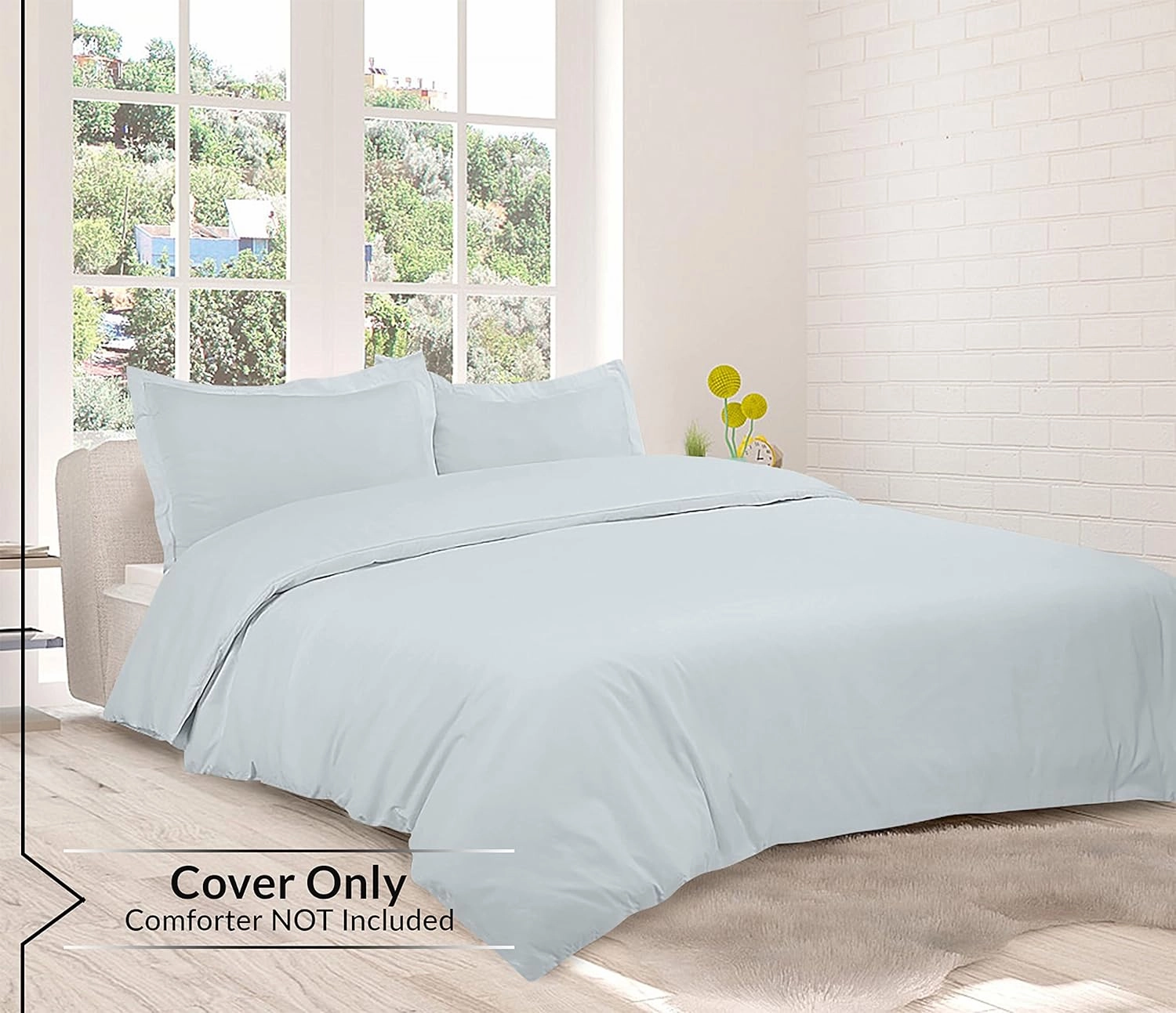 ROYALE LINENS White Duvet Cover Queen Size - 3 Piece Bedding Comforter Covers - Zipper Closure - 1 Queen Duvet Cover 90x90 inches and 2 Pillow Shams - No Comforter Included
