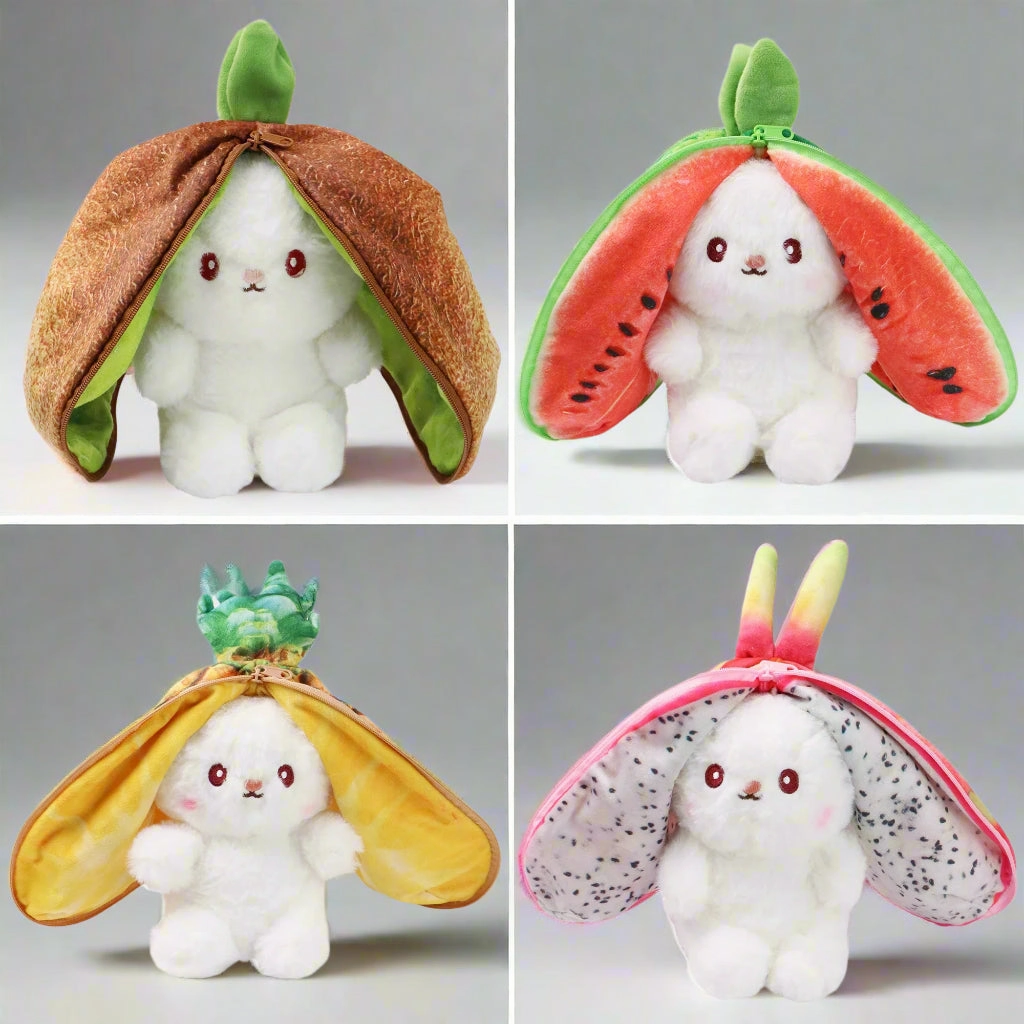 Royelux Fruit Bunny Plush Toy – Transformable Soft Stuffed Rabbit for Kids & Gifts