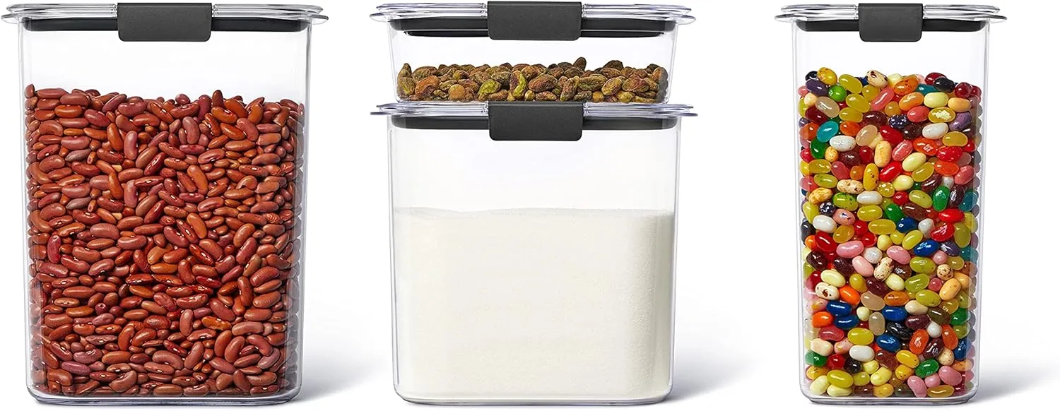 Rubbermaid Brilliance Pantry Food Storage Container Set, BPA-Free, Airtight & Leak-Proof, Clear, 8-Piece, Dishwasher Safe