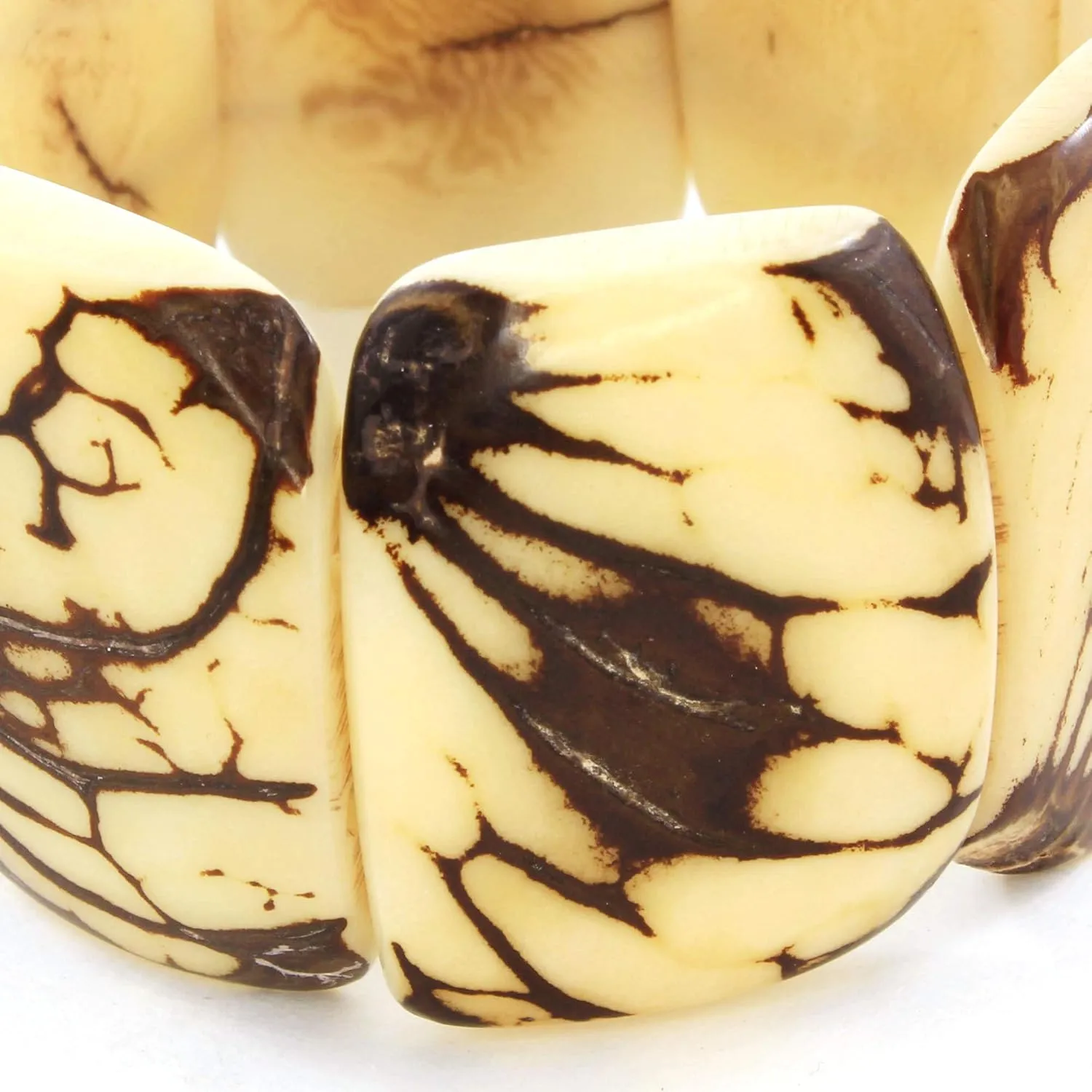 Rustic Off White Chunky Tagua Bracelet, Artisan Handcrafted Jewelry for Women