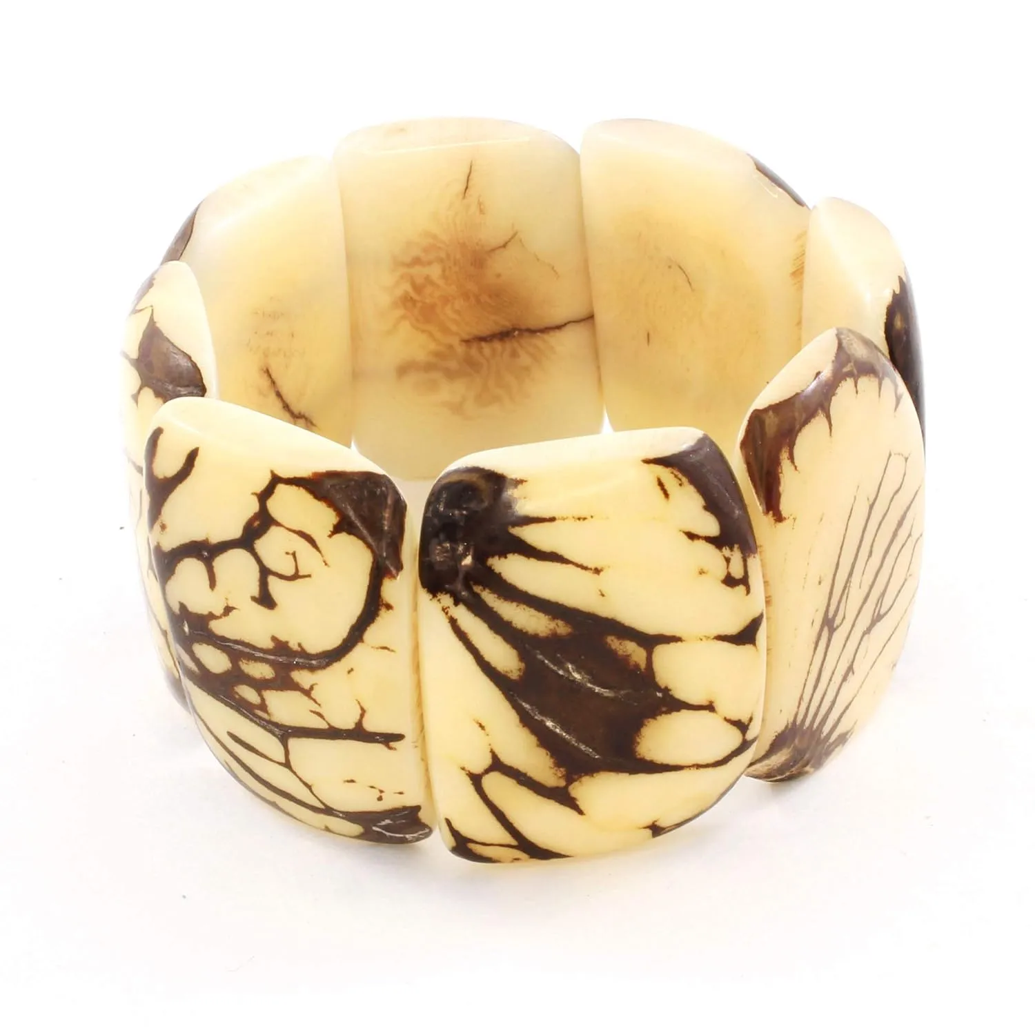 Rustic Off White Chunky Tagua Bracelet, Artisan Handcrafted Jewelry for Women
