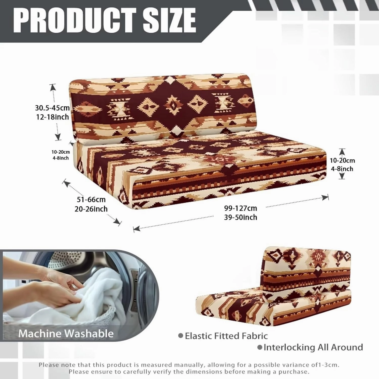 RV Dinette Cushion Covers Brown Aztec Print Camper Cushion Covers Dinette Booth Set Washable RV Couch Covers for Sofa Bed 2 Cushion RV Seat Covers Dinette Cushions Replacement