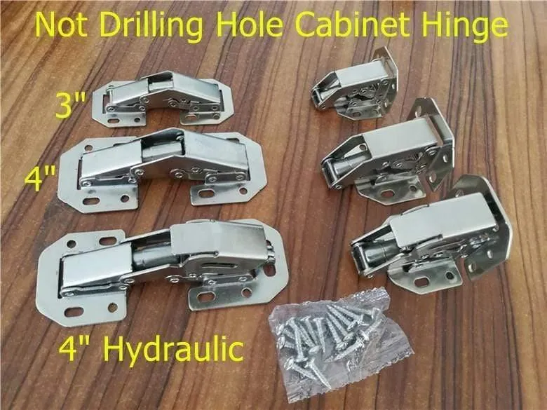 Rynx | 90 Degree No Drill Hole Cabinet Hinge Hydraulic Cabinet Door Hinges Soft Close Furniture Hinges Hardware