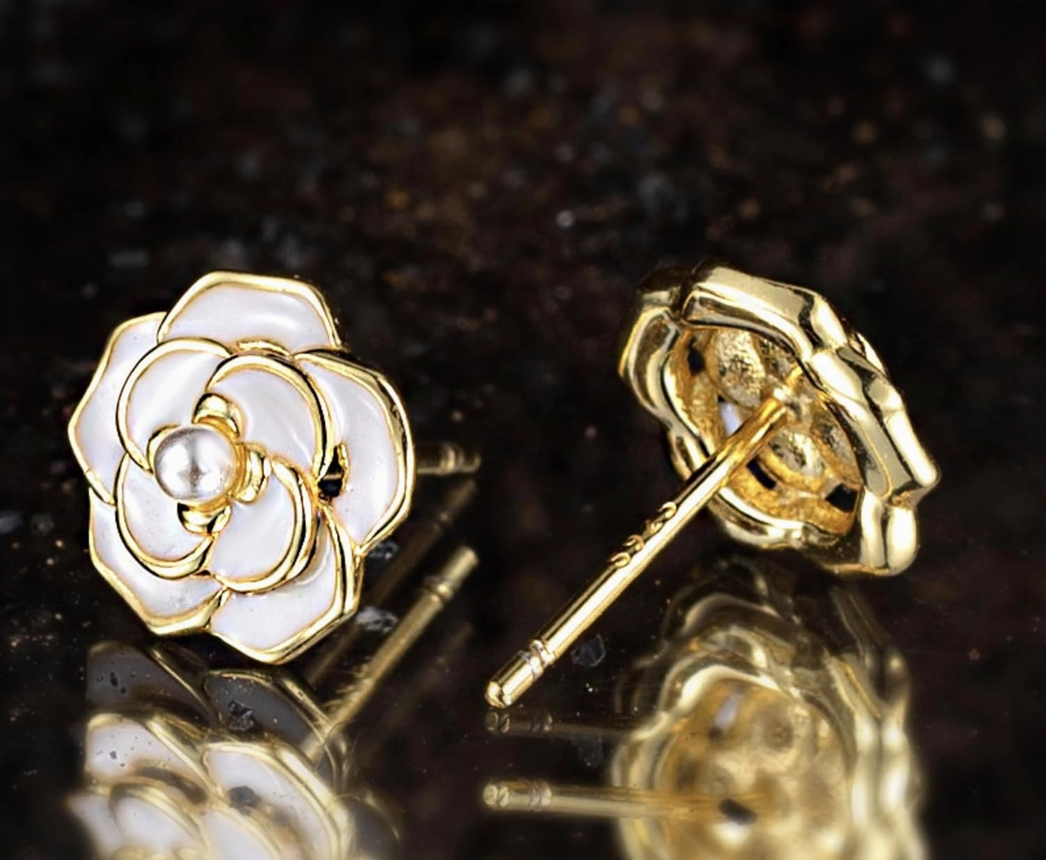 S925 Sterling Silver Dainty Rose Flower Stud Earrings with Freshwater Cultured White Pearl Hypoallergenic Stud Earrings Fashion Jewelry Gift for Women & Teen Girls