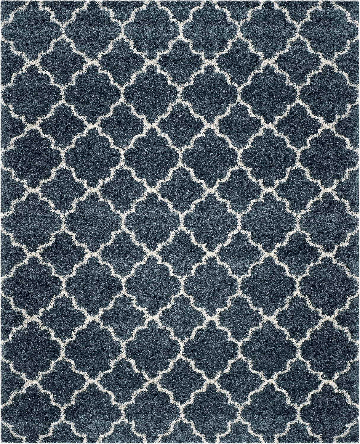 SAFAVIEH Hudson Shag Collection Area Rug - 6' x 9', Slate Blue & Ivory, Moroccan Trellis Design, Non-Shedding & Easy Care, 2-inch Thick Ideal for High Traffic Areas in Living Room, Bedroom (SGH282L)