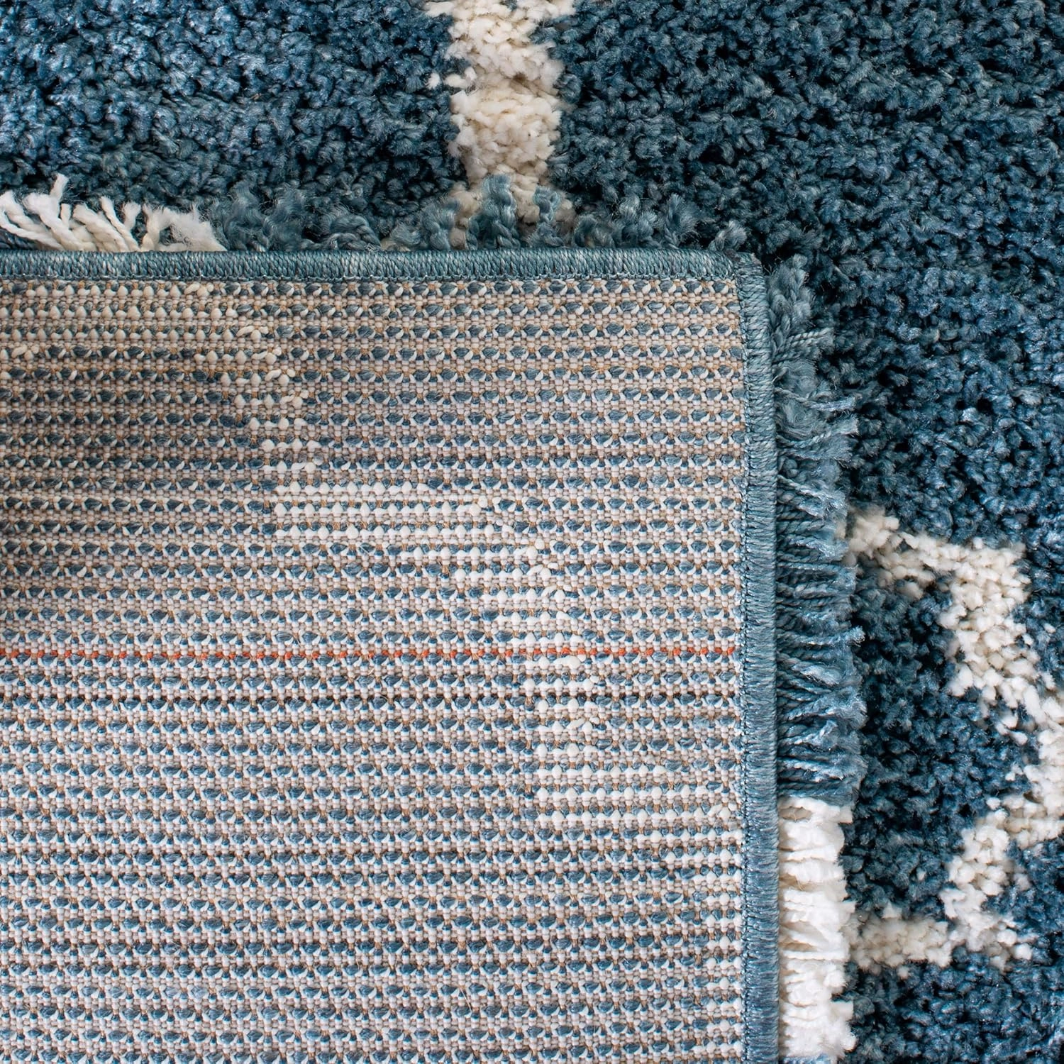 SAFAVIEH Hudson Shag Collection Area Rug - 6' x 9', Slate Blue & Ivory, Moroccan Trellis Design, Non-Shedding & Easy Care, 2-inch Thick Ideal for High Traffic Areas in Living Room, Bedroom (SGH282L)