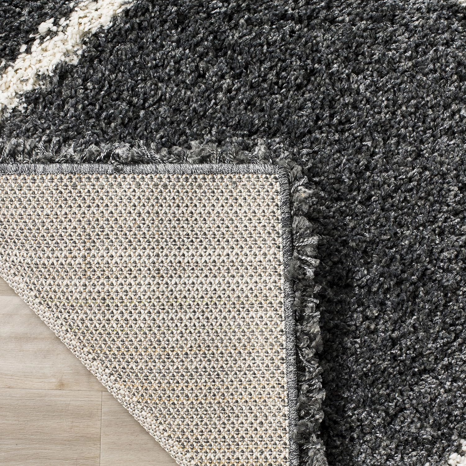 SAFAVIEH Hudson Shag Collection Area Rug - 8' x 10', Dark Grey & Ivory, Modern Trellis Design, Non-Shedding & Easy Care, 2-inch Thick Ideal for High Traffic Areas in Living Room, Bedroom (SGH281G)
