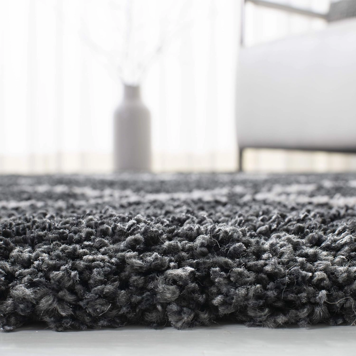 SAFAVIEH Hudson Shag Collection Area Rug - 8' x 10', Dark Grey & Ivory, Modern Trellis Design, Non-Shedding & Easy Care, 2-inch Thick Ideal for High Traffic Areas in Living Room, Bedroom (SGH281G)