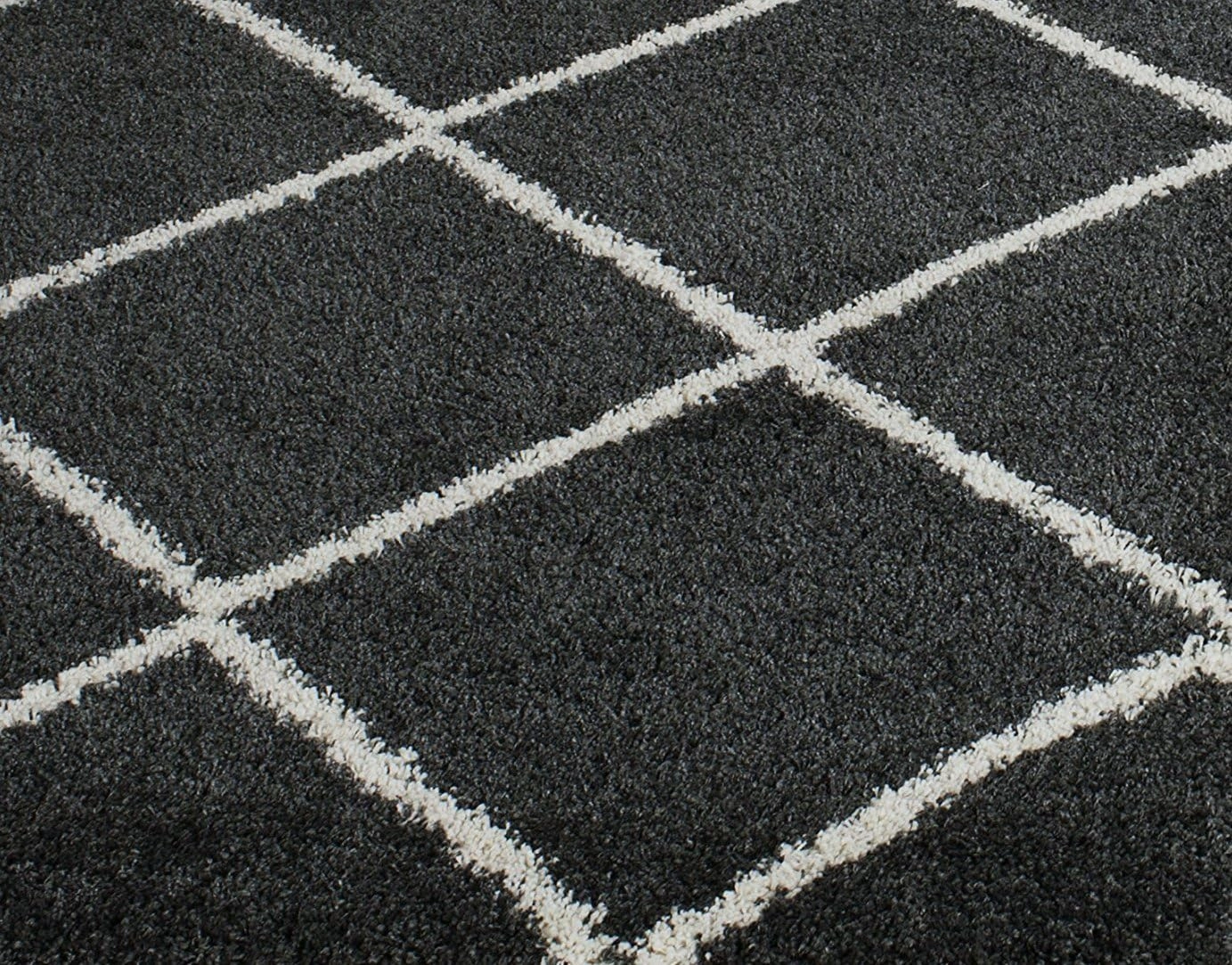 SAFAVIEH Hudson Shag Collection Area Rug - 8' x 10', Dark Grey & Ivory, Modern Trellis Design, Non-Shedding & Easy Care, 2-inch Thick Ideal for High Traffic Areas in Living Room, Bedroom (SGH281G)