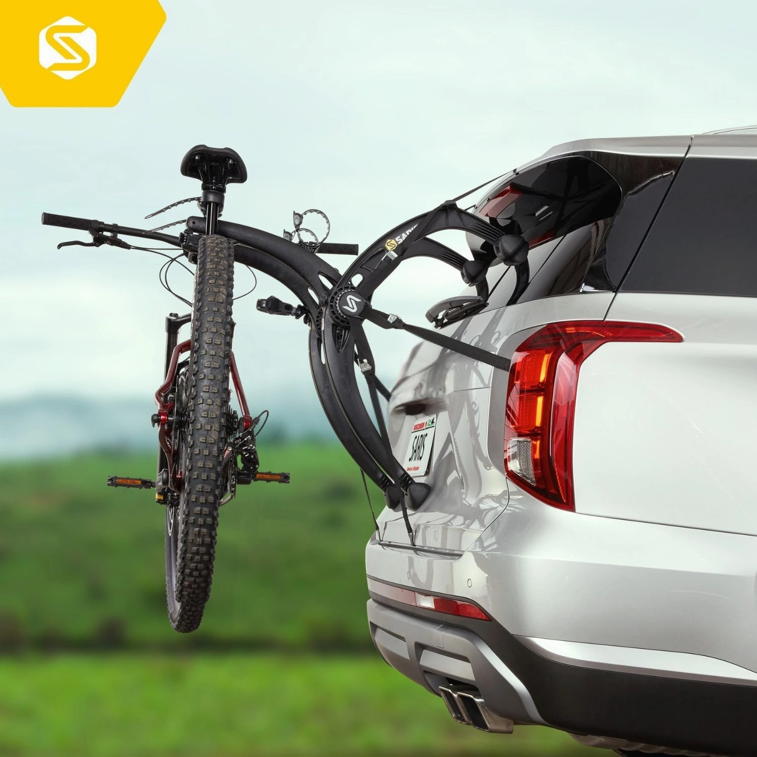 Saris Bones EX 2-Bike Trunk Rack Bicycle Carrier, Durable, Rust-Free, Anti-Sway Straps, Made in USA, Arc-Based Design, 100% Recyclable Materials