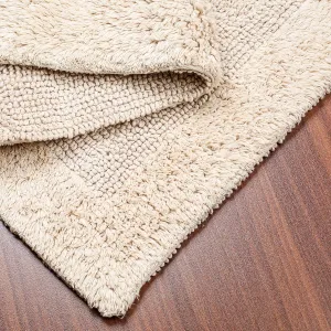 Savi Home Bath Mat Rug 17x24 Linen, 100% Pure Cotton, Super Soft White, Plush & Absorbent, Hand Tufted Heavy Weight Construction, Full Reversible Step Out Rugs