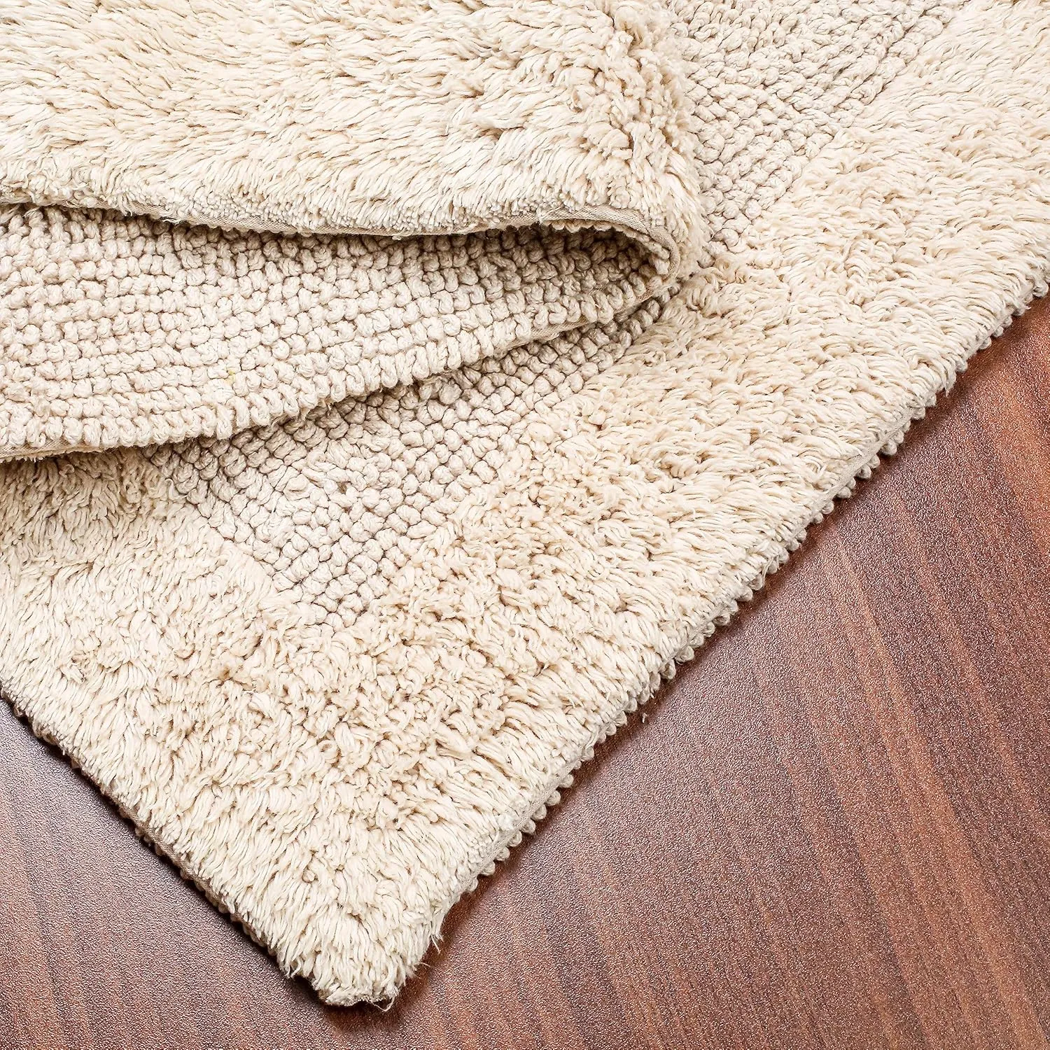 Savi Home Bath Mat Rug 17x24 Linen, 100% Pure Cotton, Super Soft White, Plush & Absorbent, Hand Tufted Heavy Weight Construction, Full Reversible Step Out Rugs