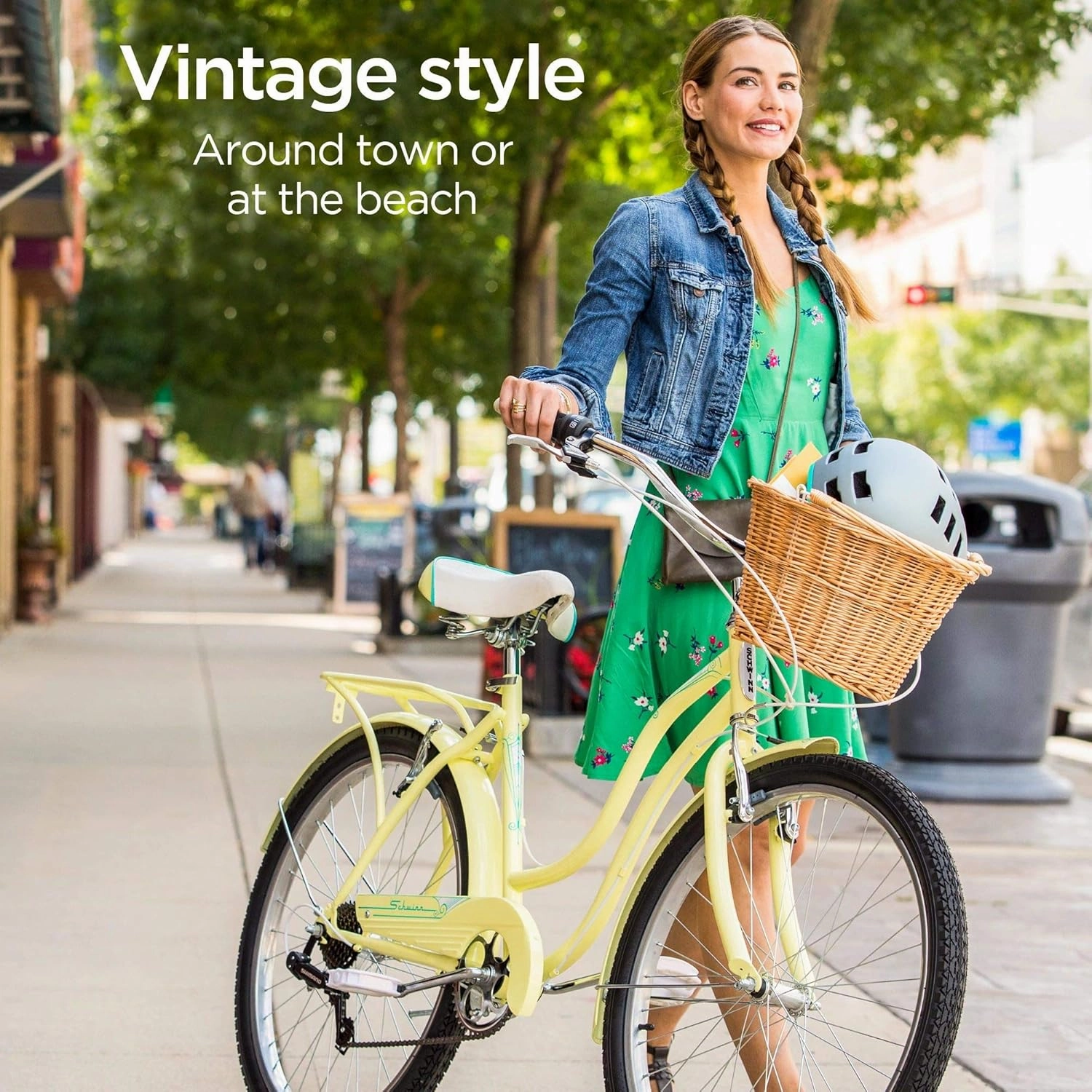 Schwinn Perla Cruiser Bike, 26 Inch Bike for Women and Men, 7-Speed Beach Cruiser Bicycle, Linear Pull Brakes, Comfortable Quilted Seat, Upright Riding Position, Adult Bicycle