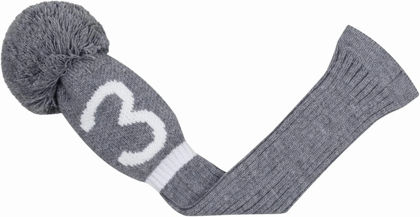 Scott Edward Grey Knit Golf Club Cover for Driver Wood(460cc) Fairway Wood and Hybrid/UT with White Big Number 1/3/4/5 PCS