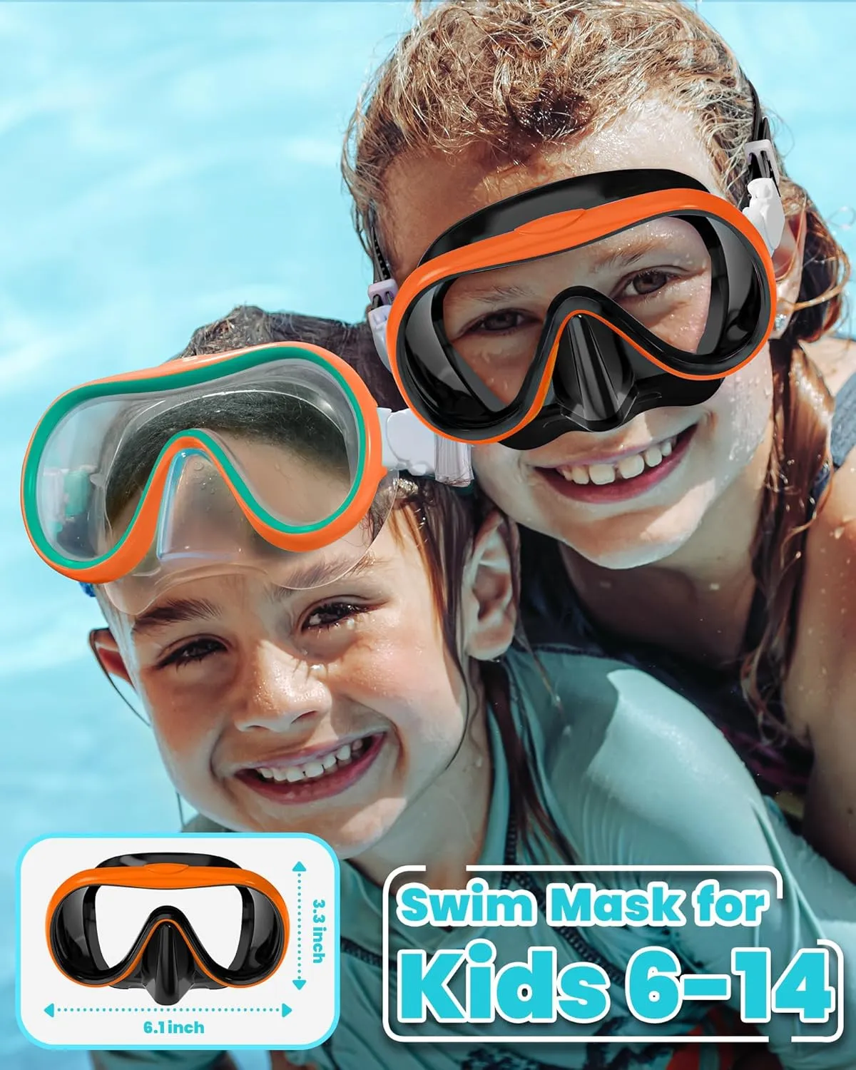 Seago 2 Pack Swim Goggles with Nose Cover, Goggles for Kids 6-14 Girls Boys Youth, Wide-Frame Swimming Goggles