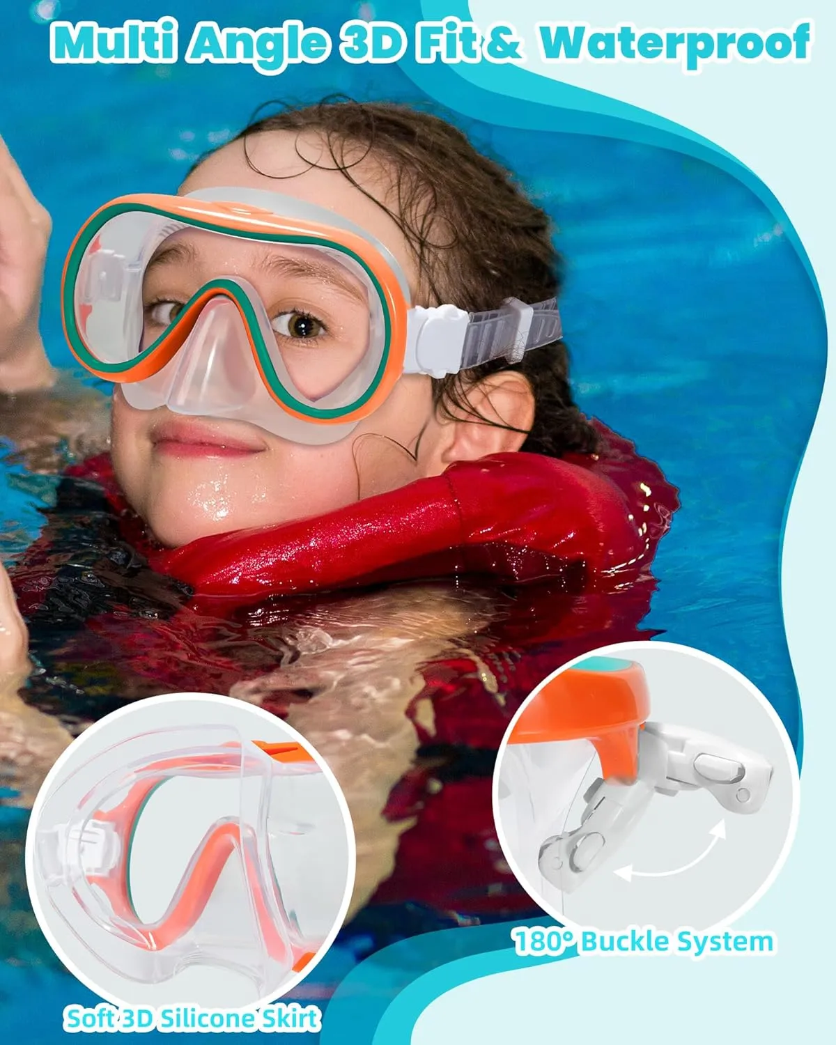 Seago 2 Pack Swim Goggles with Nose Cover, Goggles for Kids 6-14 Girls Boys Youth, Wide-Frame Swimming Goggles