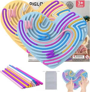 Sensory Activity Board,2pcs Fidget Toys, Busy Board for Stress Relief, Anxiety, ADHD and Calm Down, Autism Sensory Products for Kids 3  & Adults,22 Strings, Love Decompression Board