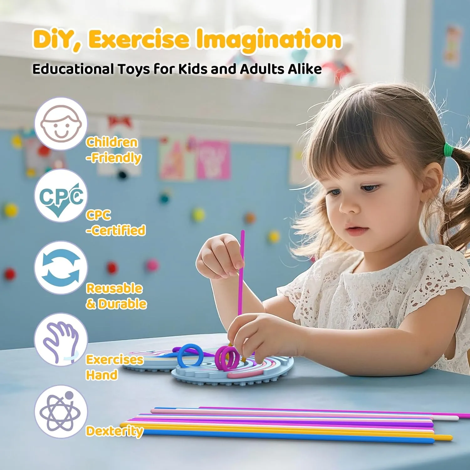 Sensory Activity Board,2pcs Fidget Toys, Busy Board for Stress Relief, Anxiety, ADHD and Calm Down, Autism Sensory Products for Kids 3  & Adults,22 Strings, Love Decompression Board