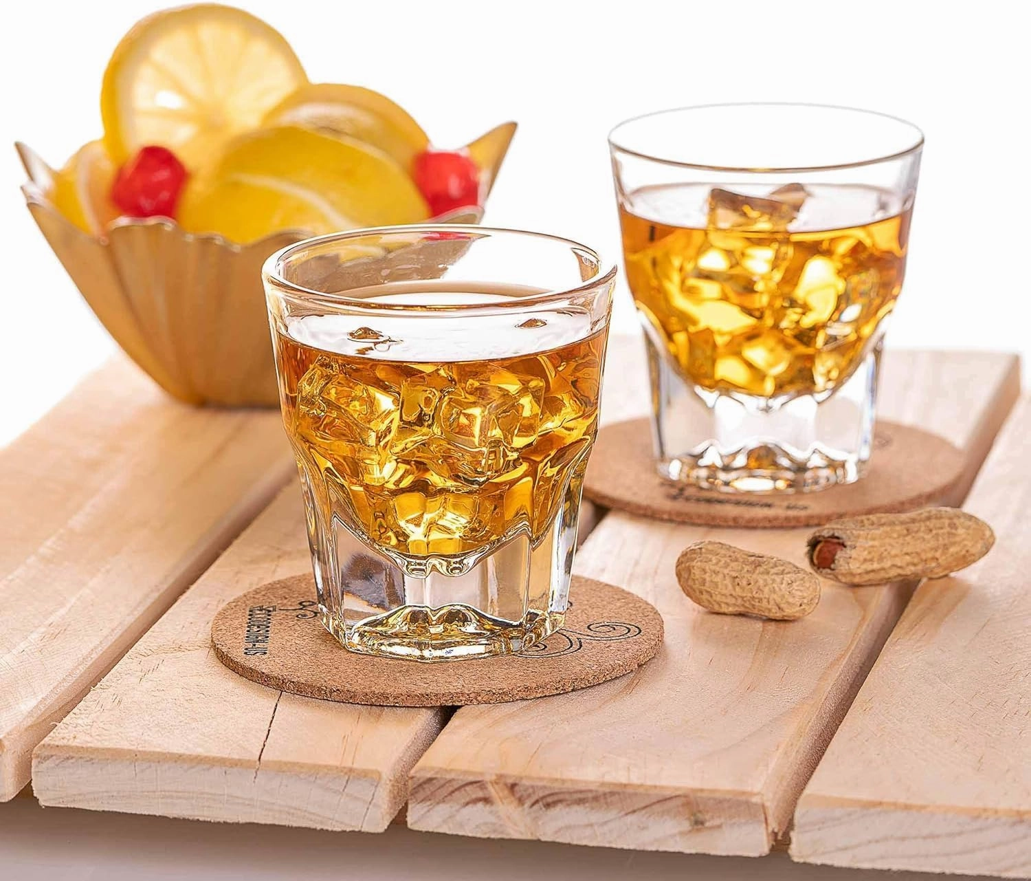 Set of 6 Gibraltar Rocks/Espresso Glasses - 4.5 Ounce - for Cortado Coffee Shots - w/Coasters