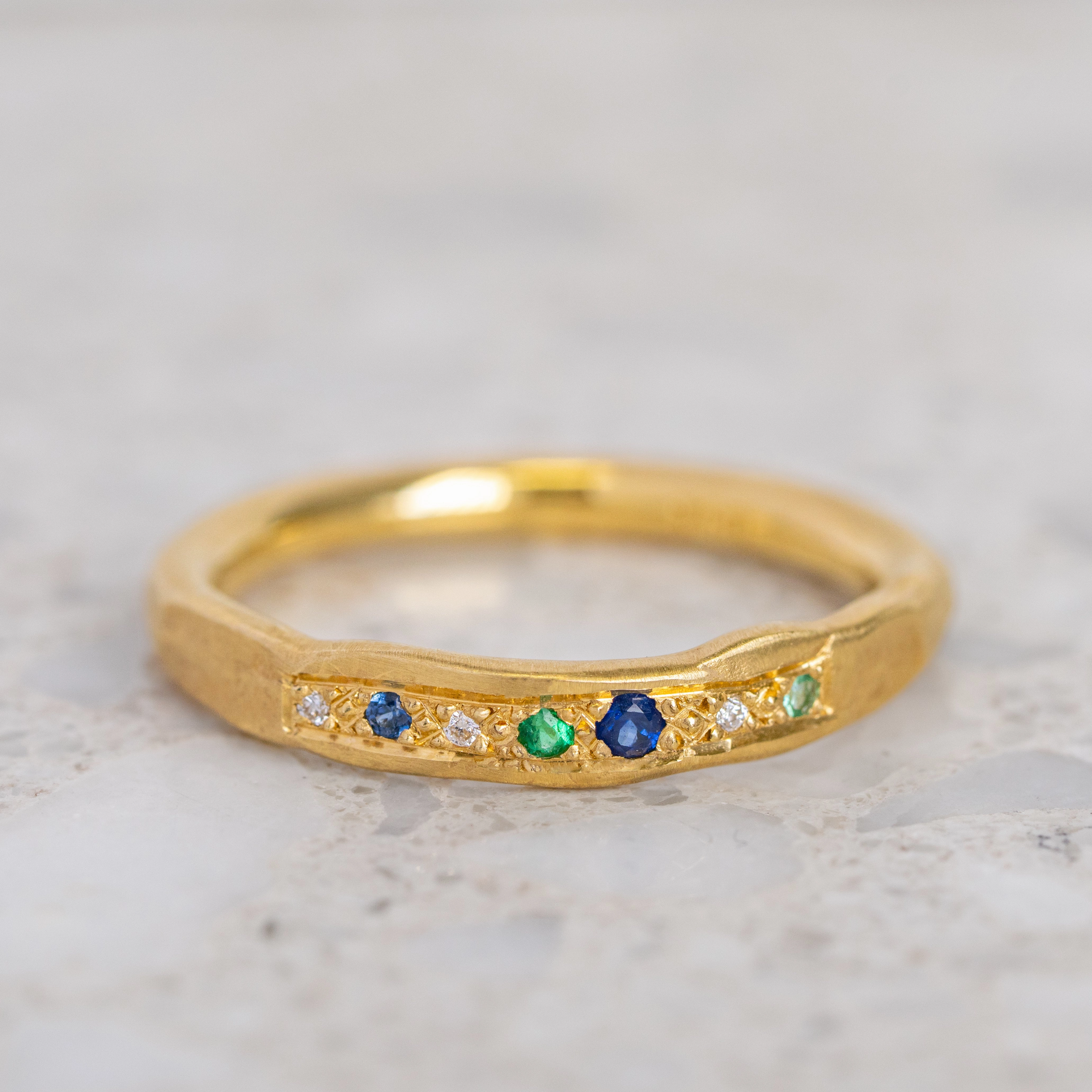 Shades Of Blue And Green Wonky Bar Ring