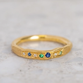 Shades Of Blue And Green Wonky Bar Ring