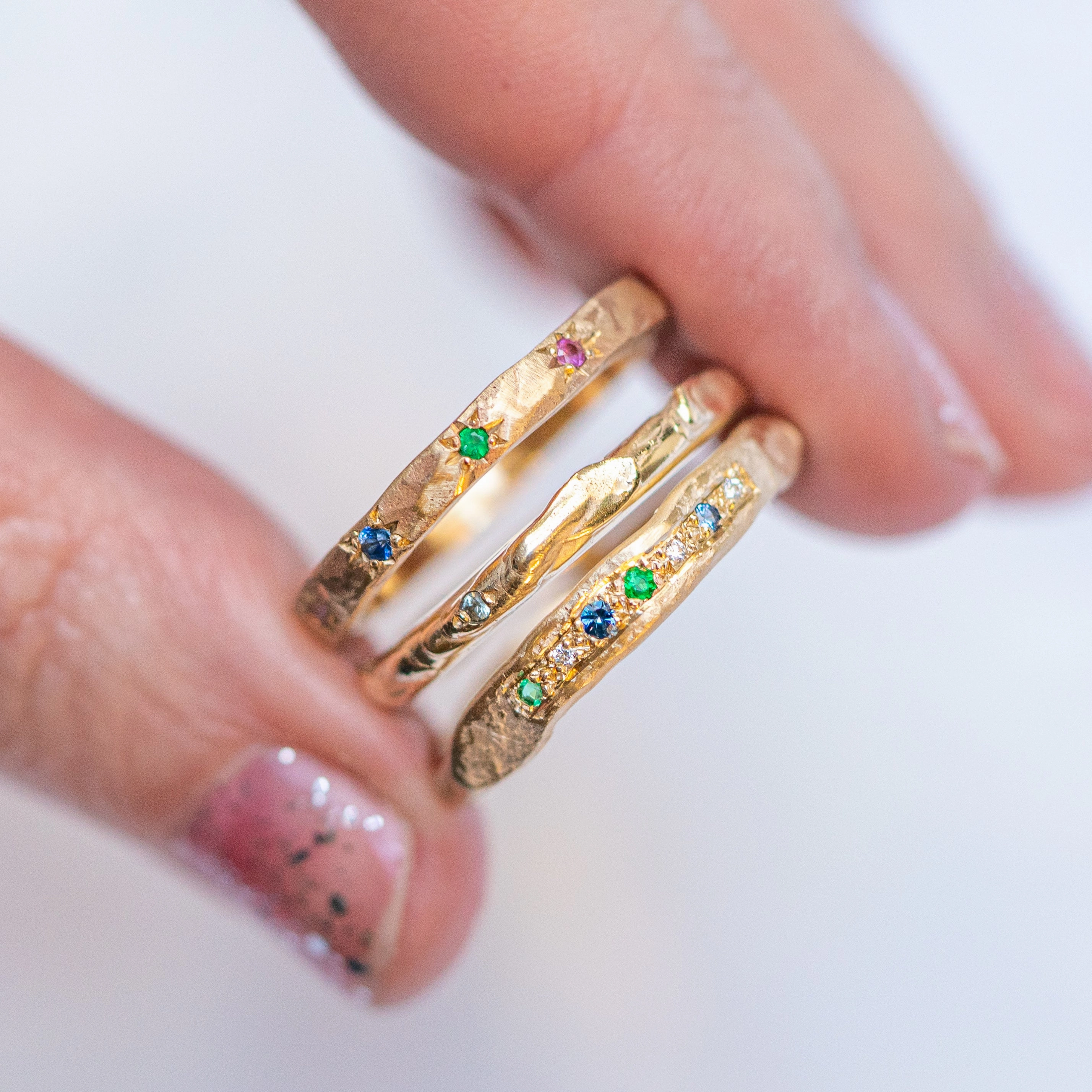 Shades Of Blue And Green Wonky Bar Ring