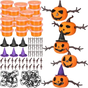 Shappy 24 Pack Halloween Pumpkin DIY Craft Pumpkin Ghost Craft Kit Air Dry Modeling Clay for Halloween Party DIY Gift Indoor Outdoor Holiday Decoration