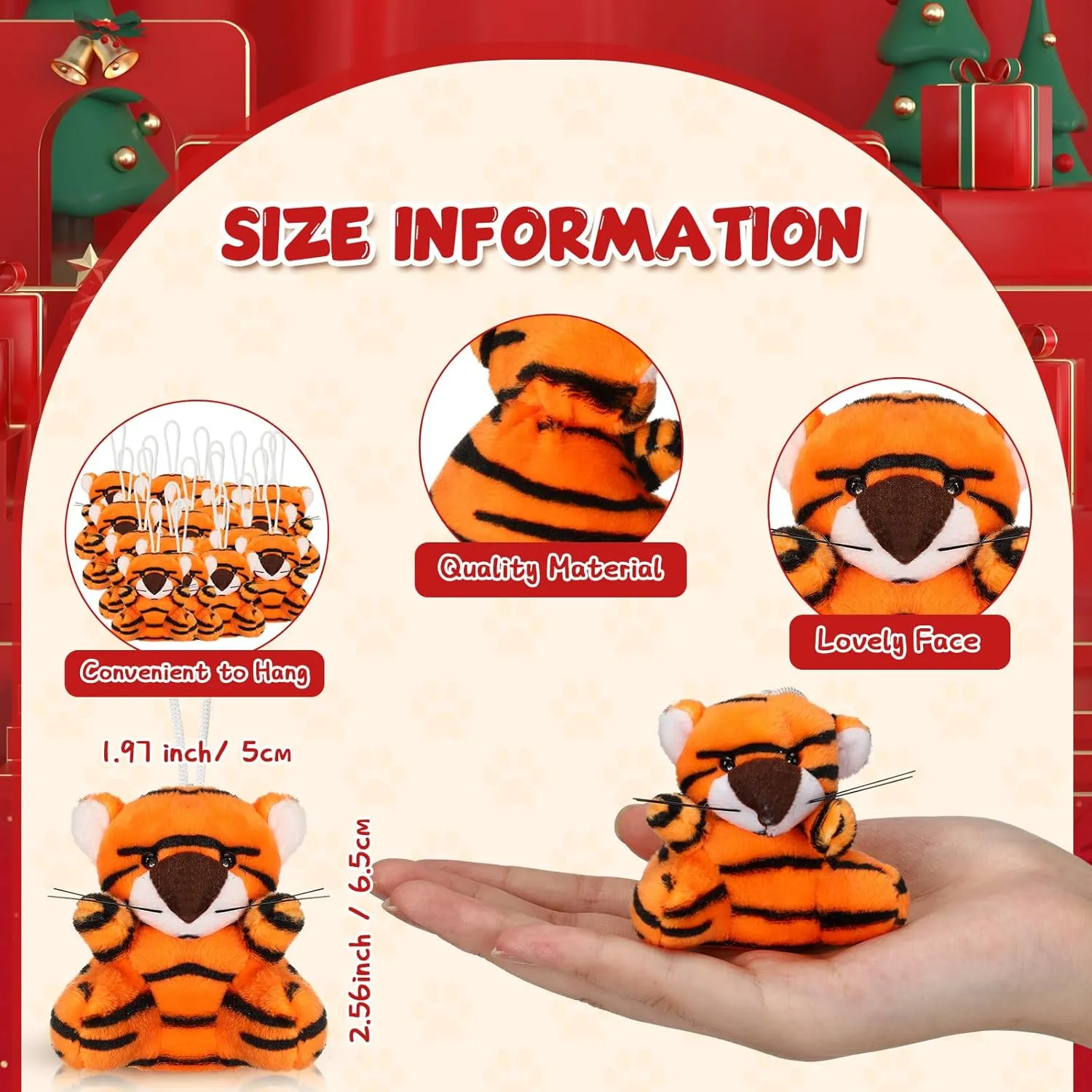 Shappy 30 Pcs Mini Stuffed Tiger toys Small Tiger Stuffed Animals Bulk for Baby Shower Safari Nursery Decor Birthday Classroom Prizes Gifts(Tiger)