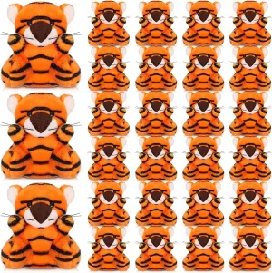 Shappy 30 Pcs Mini Stuffed Tiger toys Small Tiger Stuffed Animals Bulk for Baby Shower Safari Nursery Decor Birthday Classroom Prizes Gifts(Tiger)