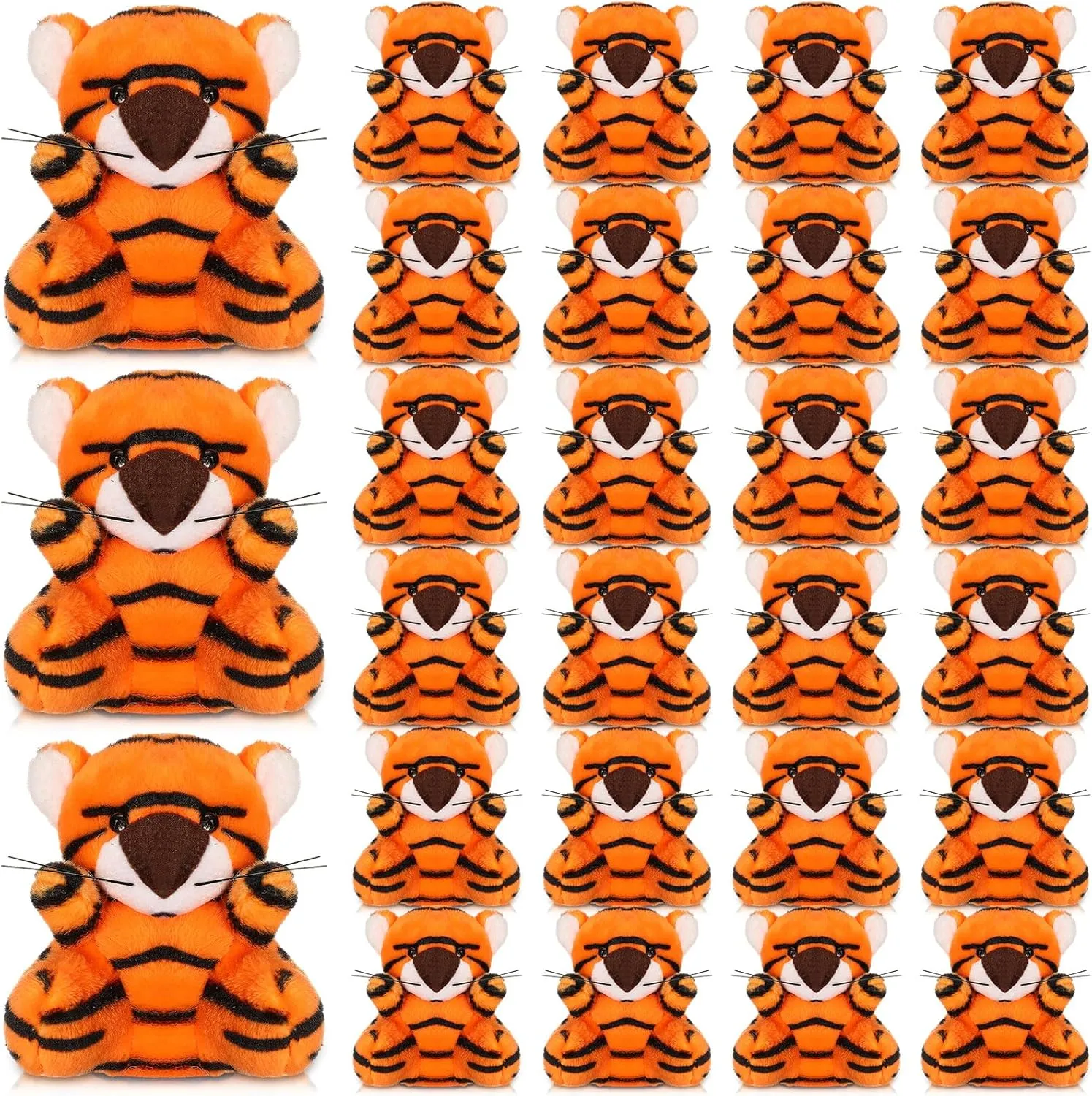 Shappy 30 Pcs Mini Stuffed Tiger toys Small Tiger Stuffed Animals Bulk for Baby Shower Safari Nursery Decor Birthday Classroom Prizes Gifts(Tiger)