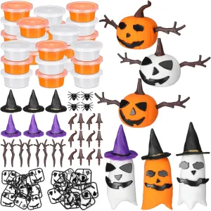 Shappy 78 Pcs Halloween Pumpkin DIY Craft 24 Set Pumpkin Ghost Craft Kit Halloween Decoration Air Dry Modeling Clay for Halloween Party DIY Gift Indoor Outdoor Holiday Decoration